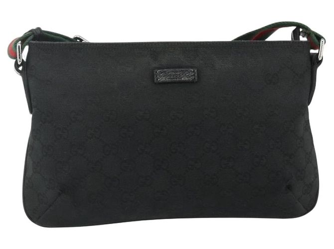 Borsa a Spalla GUCCI Web Sherry Line GG Canvas Nero Rosso Verde 189749 Auth 179252 - vista 2
