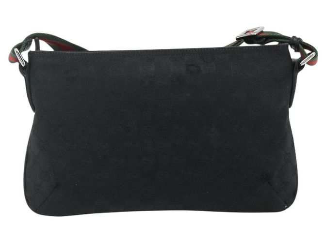Borsa a Spalla GUCCI Web Sherry Line GG Canvas Nero Rosso Verde 189749 Auth 179252 - vista 3