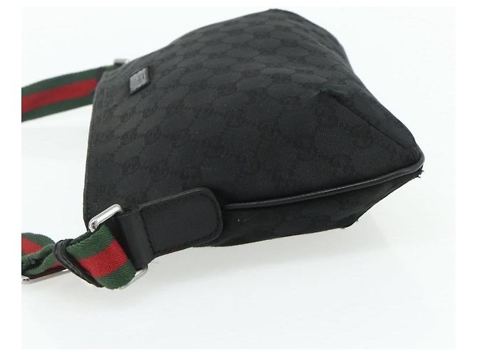 Borsa a Spalla GUCCI Web Sherry Line GG Canvas Nero Rosso Verde 189749 Auth 179252 - vista 4