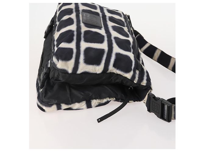 Borsa a tracolla reversibile CHANEL Sports Line Nylon Nero Argento CC Auth bs35056 - vista 4