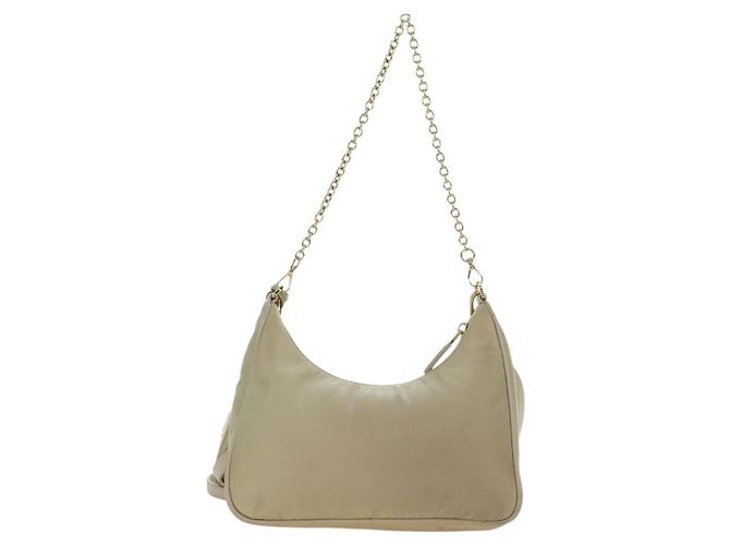 Borsa a Spalla con Catena PRADA Nylon 3way Beige Oro Auth 179052V D'oro - vista 2