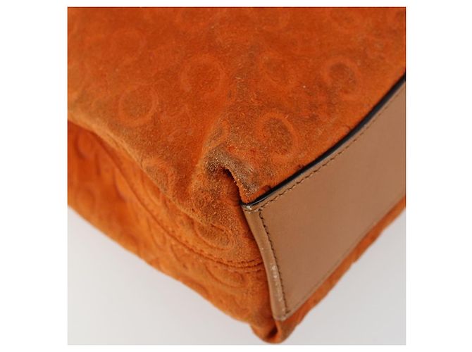 Céline Borsa CELINE C Macadam in tela e scamosciato Arancione Oro Autentica ep14550 D'oro - vista 11