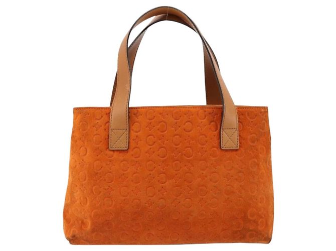 Céline Borsa CELINE C Macadam in tela e scamosciato Arancione Oro Autentica ep14550 D'oro - vista 3