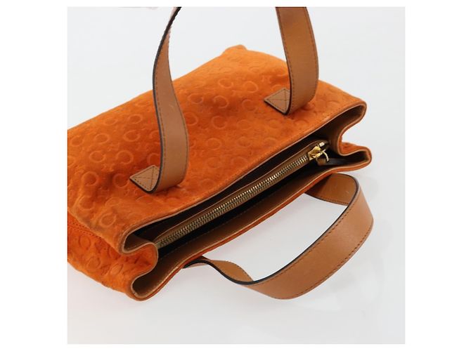 Céline Borsa CELINE C Macadam in tela e scamosciato Arancione Oro Autentica ep14550 D'oro - vista 6