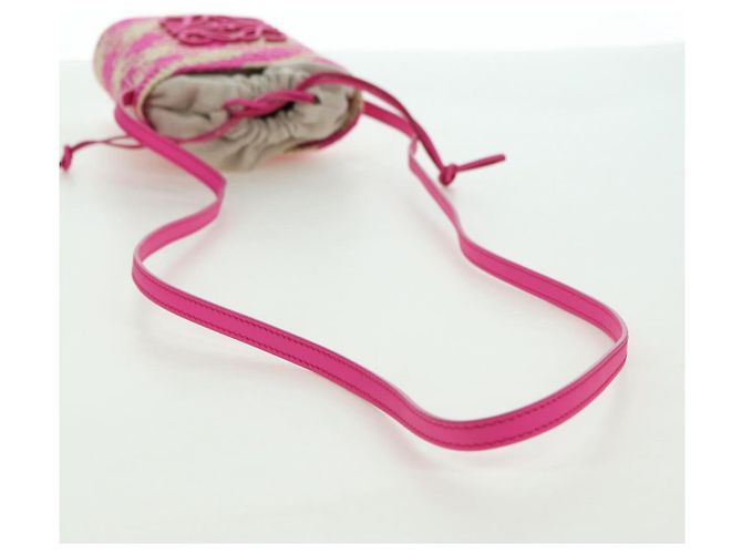 Borsa a tracolla LOEWE Anagram in rafia rosa Auth 178517SAM - vista 7