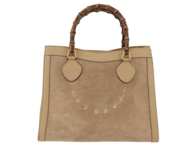 Borsa a Mano GUCCI Bamboo Scamosa Beige Oro 002.0260 Auth ep14510 D'oro - vista 2