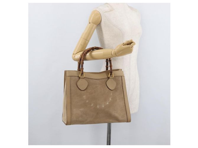 Borsa a Mano GUCCI Bamboo Scamosa Beige Oro 002.0260 Auth ep14510 D'oro - vista 25