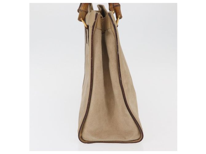 Borsa a Mano GUCCI Bamboo Scamosa Beige Oro 002.0260 Auth ep14510 D'oro - vista 6
