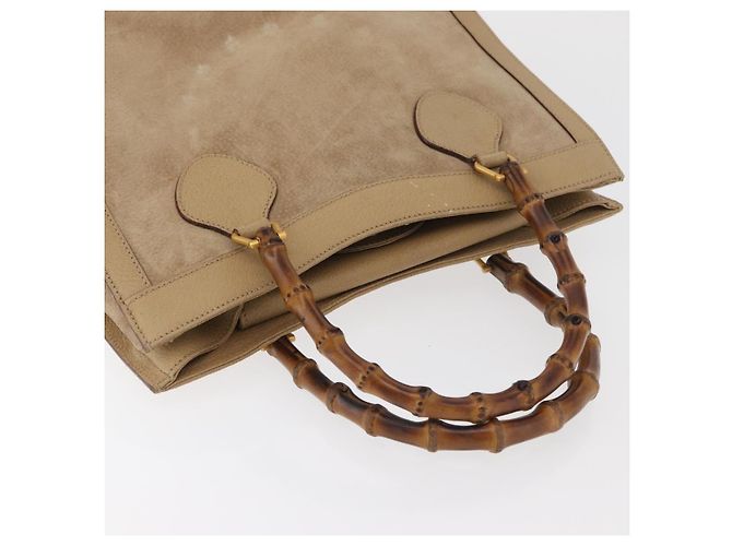 Borsa a Mano GUCCI Bamboo Scamosa Beige Oro 002.0260 Auth ep14510 D'oro - vista 7