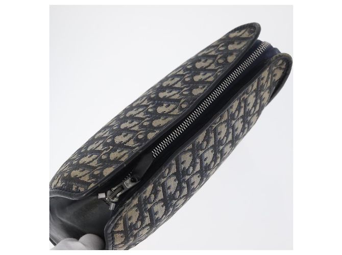 Clutch in tela Christian Dior Trotter Navy Auth 179986 Blu navy - vista 7