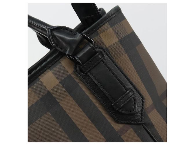 Borsa Tote BURBERRY Nova Check PVC Beige Auth ep14617 - vista 14