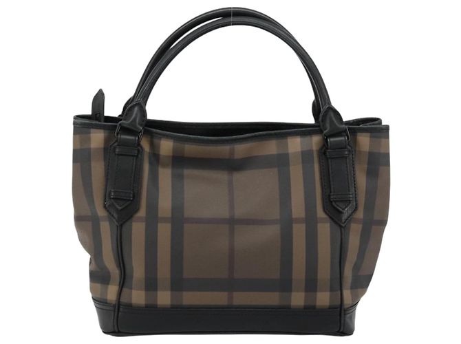 Borsa Tote BURBERRY Nova Check PVC Beige Auth ep14617 - vista 3
