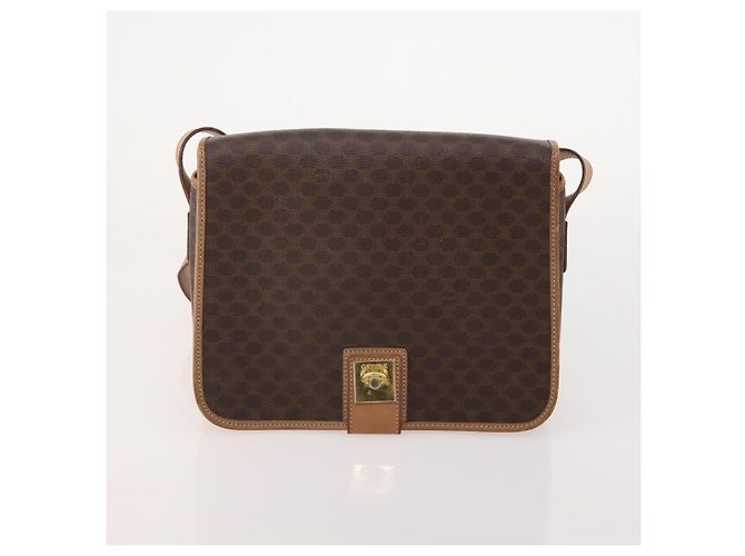 Céline Borsa a Spalla CELINE Macadam Canvas PVC Pelle 3 Set Marrone Auth 177933 - vista 9