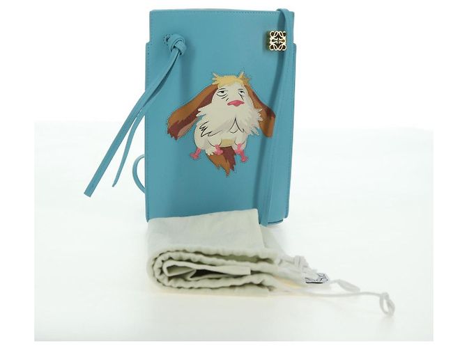 LOEWE × Ghibli Howl's Moving Castle Dice Pocket Hin Leather Blue Auth 167311SM D'oro Blu chiaro - vista 12