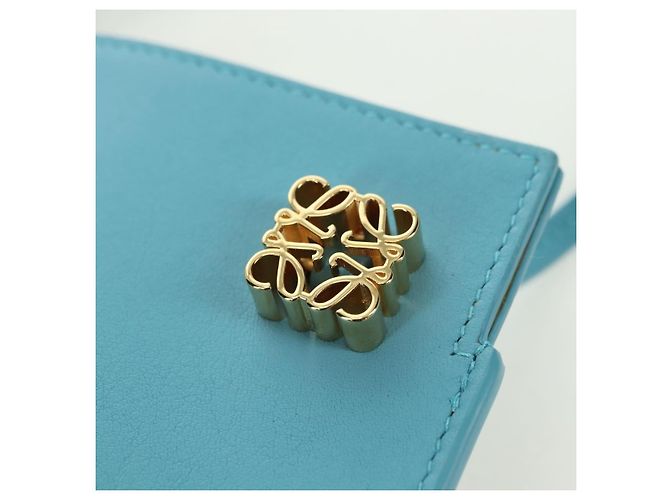 LOEWE × Ghibli Howl's Moving Castle Dice Pocket Hin Leather Blue Auth 167311SM D'oro Blu chiaro - vista 19