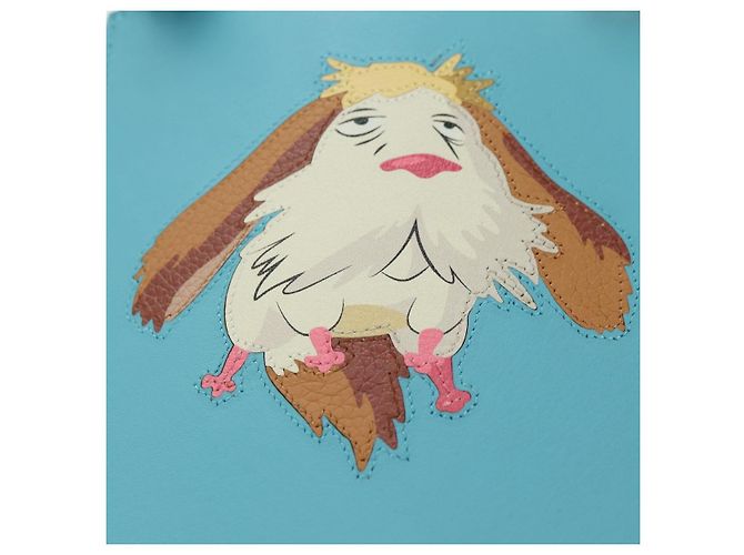 LOEWE × Ghibli Howl's Moving Castle Dice Pocket Hin Leather Blue Auth 167311SM D'oro Blu chiaro - vista 20