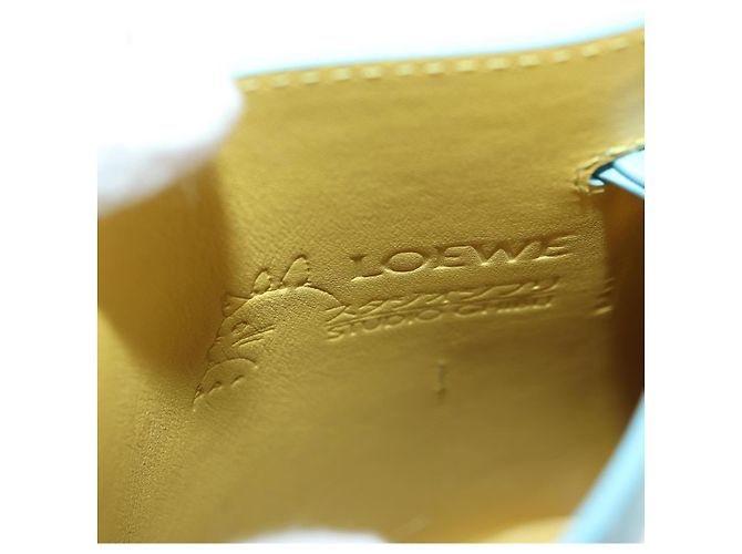 LOEWE × Ghibli Howl's Moving Castle Dice Pocket Hin Leather Blue Auth 167311SM D'oro Blu chiaro - vista 21