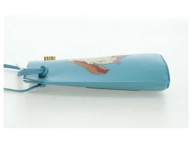 LOEWE × Ghibli Howl's Moving Castle Dice Pocket Hin Leather Blue Auth 167311SM D'oro Blu chiaro - vista 3