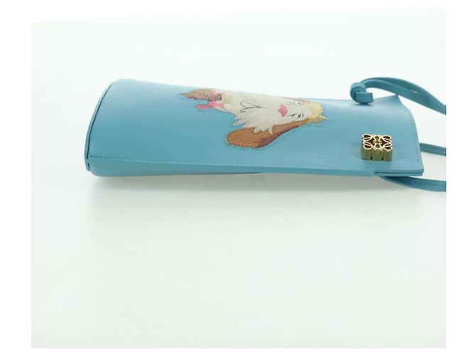 LOEWE × Ghibli Howl's Moving Castle Dice Pocket Hin Leather Blue Auth 167311SM D'oro Blu chiaro - vista 4
