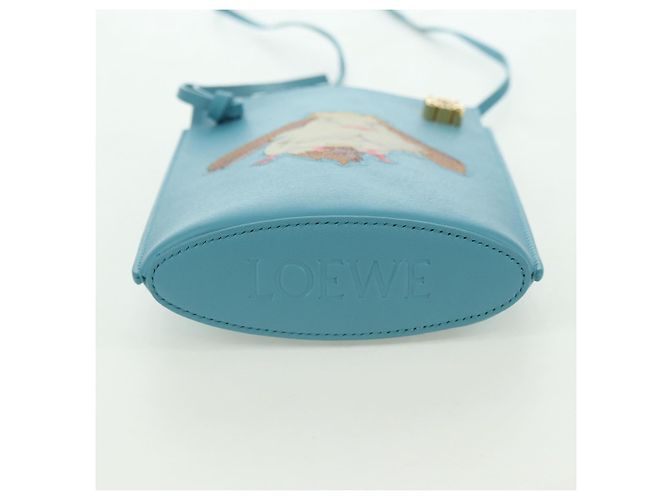LOEWE × Ghibli Howl's Moving Castle Dice Pocket Hin Leather Blue Auth 167311SM D'oro Blu chiaro - vista 5