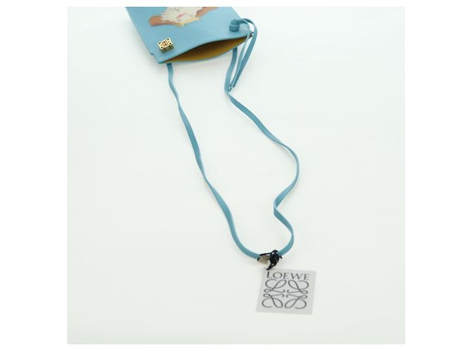 LOEWE × Ghibli Howl's Moving Castle Dice Pocket Hin Leather Blue Auth 167311SM D'oro Blu chiaro - vista 8