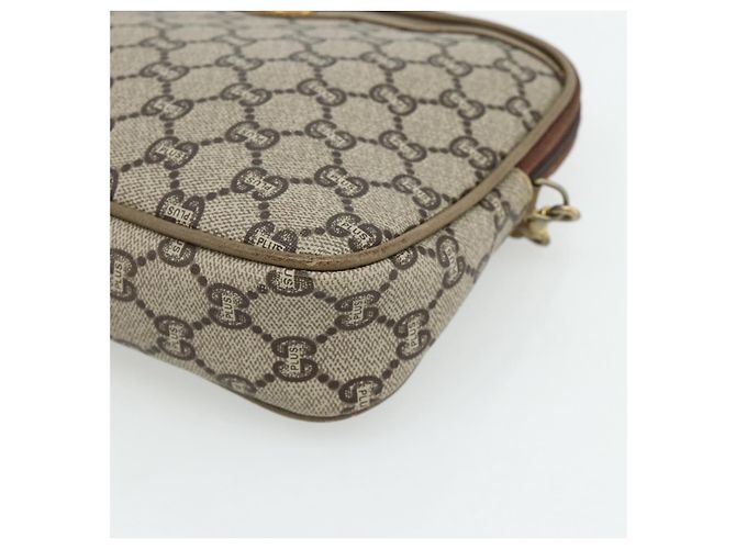 Bolsa de Ombro GUCCI GG Plus Supreme PVC Bege Ouro Auth 180113 Dourado - vista 10
