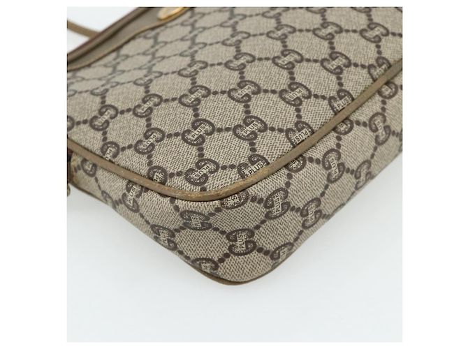 Bolsa de Ombro GUCCI GG Plus Supreme PVC Bege Ouro Auth 180113 Dourado - vista 11