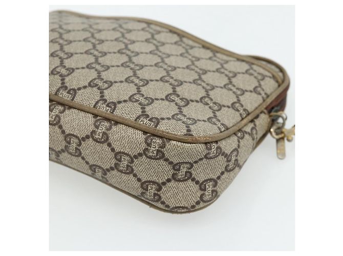 Bolsa de Ombro GUCCI GG Plus Supreme PVC Bege Ouro Auth 180113 Dourado - vista 12