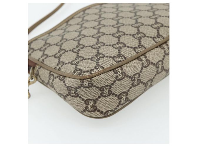 Bolsa de Ombro GUCCI GG Plus Supreme PVC Bege Ouro Auth 180113 Dourado - vista 13