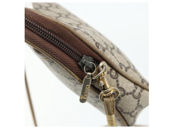Bolsa de Ombro GUCCI GG Plus Supreme PVC Bege Ouro Auth 180113 Dourado - vista 14