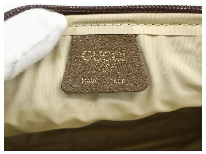 Bolsa de Ombro GUCCI GG Plus Supreme PVC Bege Ouro Auth 180113 Dourado - vista 15