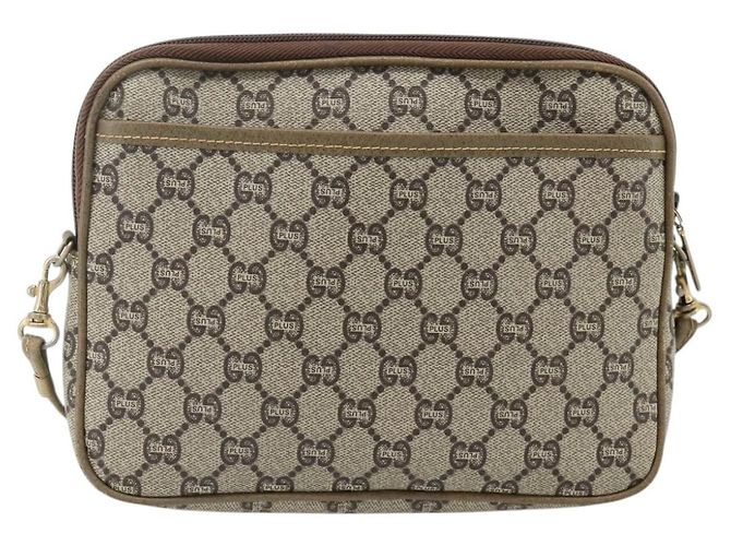 Bolsa de Ombro GUCCI GG Plus Supreme PVC Bege Ouro Auth 180113 Dourado - vista 3