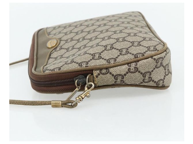 Bolsa de Ombro GUCCI GG Plus Supreme PVC Bege Ouro Auth 180113 Dourado - vista 4