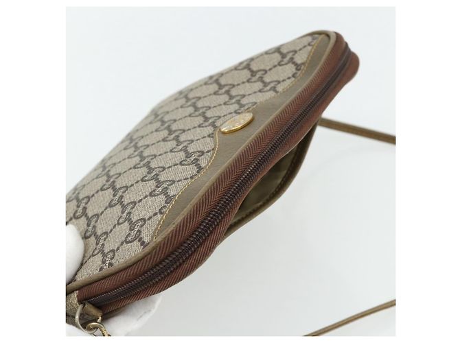 Bolsa de Ombro GUCCI GG Plus Supreme PVC Bege Ouro Auth 180113 Dourado - vista 6