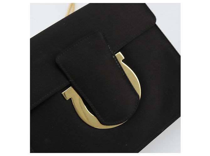 Borsa a Spalla Salvatore Ferragamo Gancini in Satin Nero e Oro Auth 179087 D'oro - vista 14