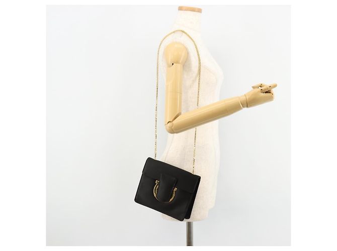 Borsa a Spalla Salvatore Ferragamo Gancini in Satin Nero e Oro Auth 179087 D'oro - vista 23