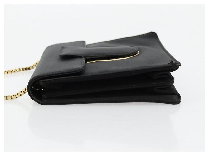 Borsa a Spalla Salvatore Ferragamo Gancini in Satin Nero e Oro Auth 179087 D'oro - vista 5