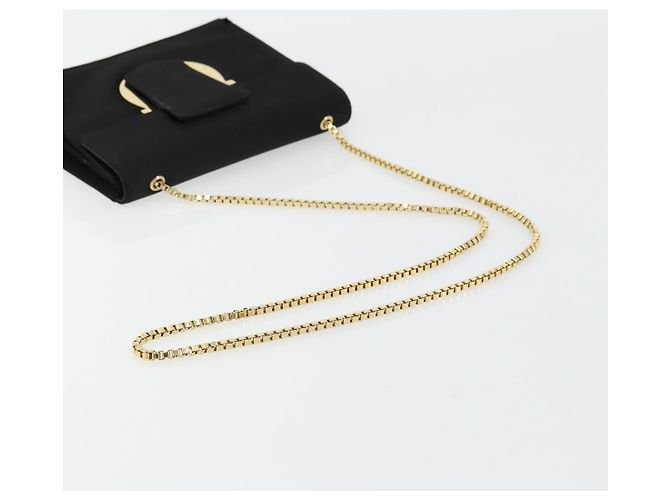 Borsa a Spalla Salvatore Ferragamo Gancini in Satin Nero e Oro Auth 179087 D'oro - vista 7