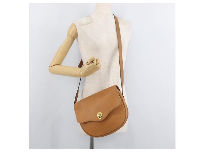 Bolso de Hombro Christian Dior de Cuero Beige Oro Auth 180011 Dorado - vista 22
