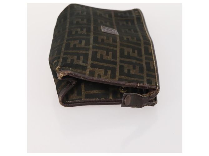 FENDI Zucchino Canvas Zucca Canvas Pecan Canvas Bag PVC 3 Set Auth bs35110 Marrone Nero - vista 11