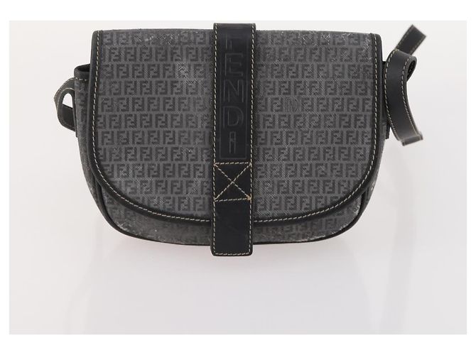 FENDI Zucchino Canvas Zucca Canvas Pecan Canvas Bag PVC 3 Set Auth bs35110 Marrone Nero - vista 16
