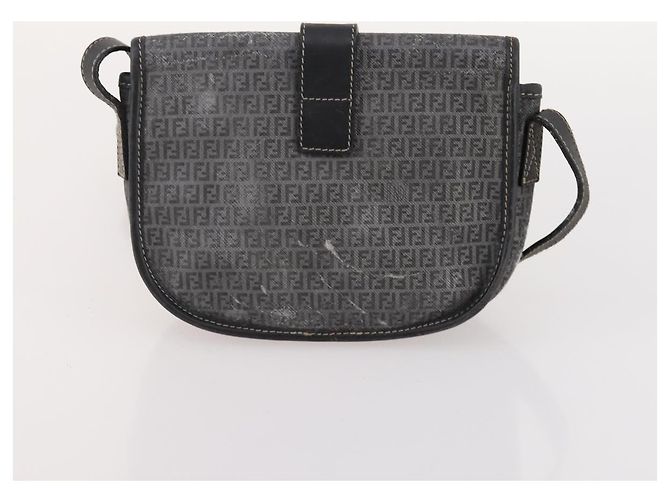 FENDI Zucchino Canvas Zucca Canvas Pecan Canvas Bag PVC 3 Set Auth bs35110 Marrone Nero - vista 17