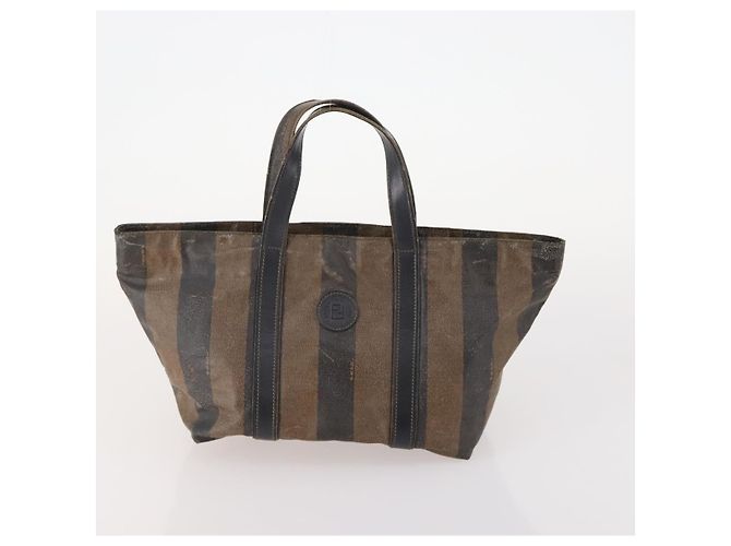 FENDI Zucchino Canvas Zucca Canvas Pecan Canvas Bag PVC 3 Set Auth bs35110 Marrone Nero - vista 2