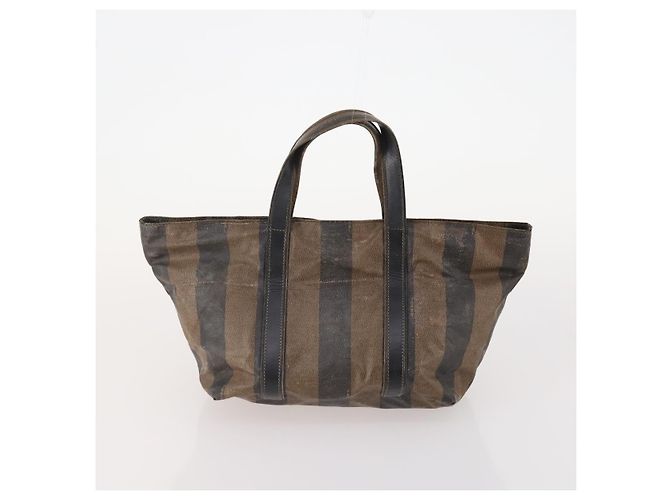 FENDI Zucchino Canvas Zucca Canvas Pecan Canvas Bag PVC 3 Set Auth bs35110 Marrone Nero - vista 3