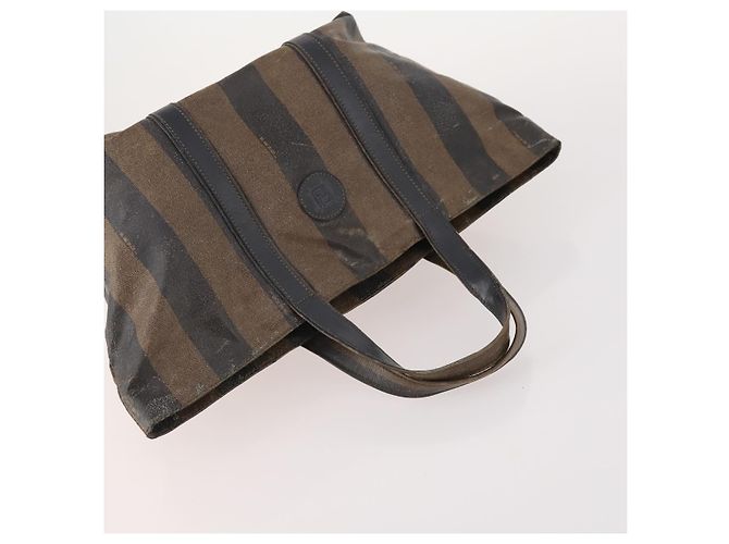 FENDI Zucchino Canvas Zucca Canvas Pecan Canvas Bag PVC 3 Set Auth bs35110 Marrone Nero - vista 5