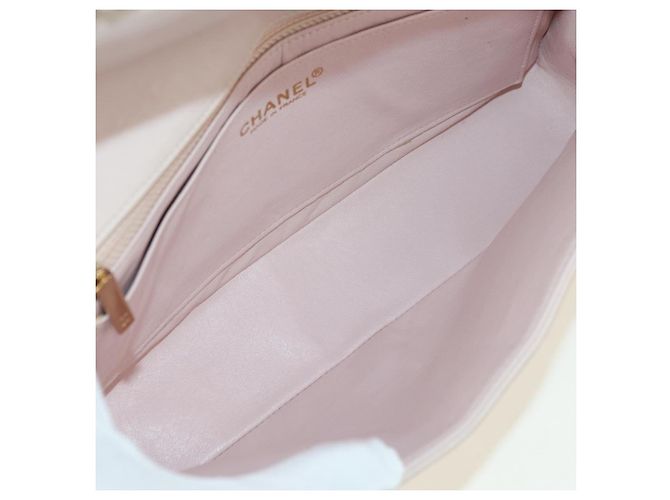 CHANEL Choco Bar Icon Chain Shoulder Bag Lamb Skin Gold Pink CC Auth 179351SV Rosa Dourado - vista 22