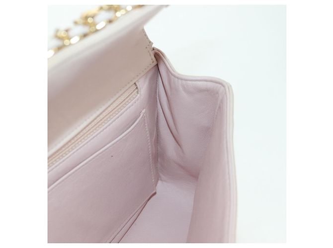 CHANEL Choco Bar Icon Chain Shoulder Bag Lamb Skin Gold Pink CC Auth 179351SV Rosa Dourado - vista 23
