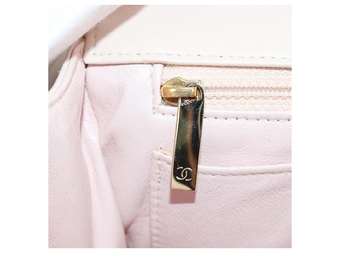 CHANEL Choco Bar Icon Chain Shoulder Bag Lamb Skin Gold Pink CC Auth 179351SV Rosa Dourado - vista 25