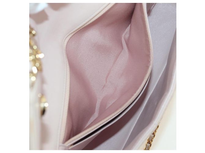 CHANEL Choco Bar Icon Chain Shoulder Bag Lamb Skin Gold Pink CC Auth 179351SV Rosa Dourado - vista 26