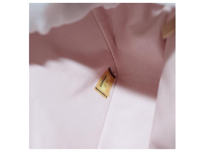 CHANEL Choco Bar Icon Chain Shoulder Bag Lamb Skin Gold Pink CC Auth 179351SV Rosa Dourado - vista 28